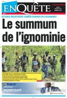 “Treize jeunes, partis en brousse à la recherche de bois, ont été tués”samedi 6 janvier, s’indigne L’Enquête,qui ajoute : “ils ont été capturés par des hommes armés qui les ont froidement exécutés” dans une forêt de la Casamance.
